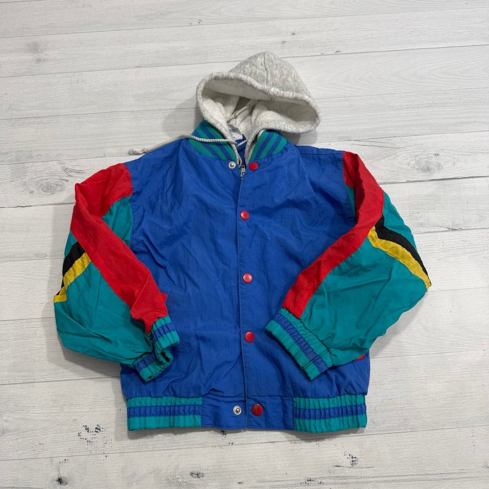 Vintage kids deer mountain colorblock windbreaker jacket size 4T